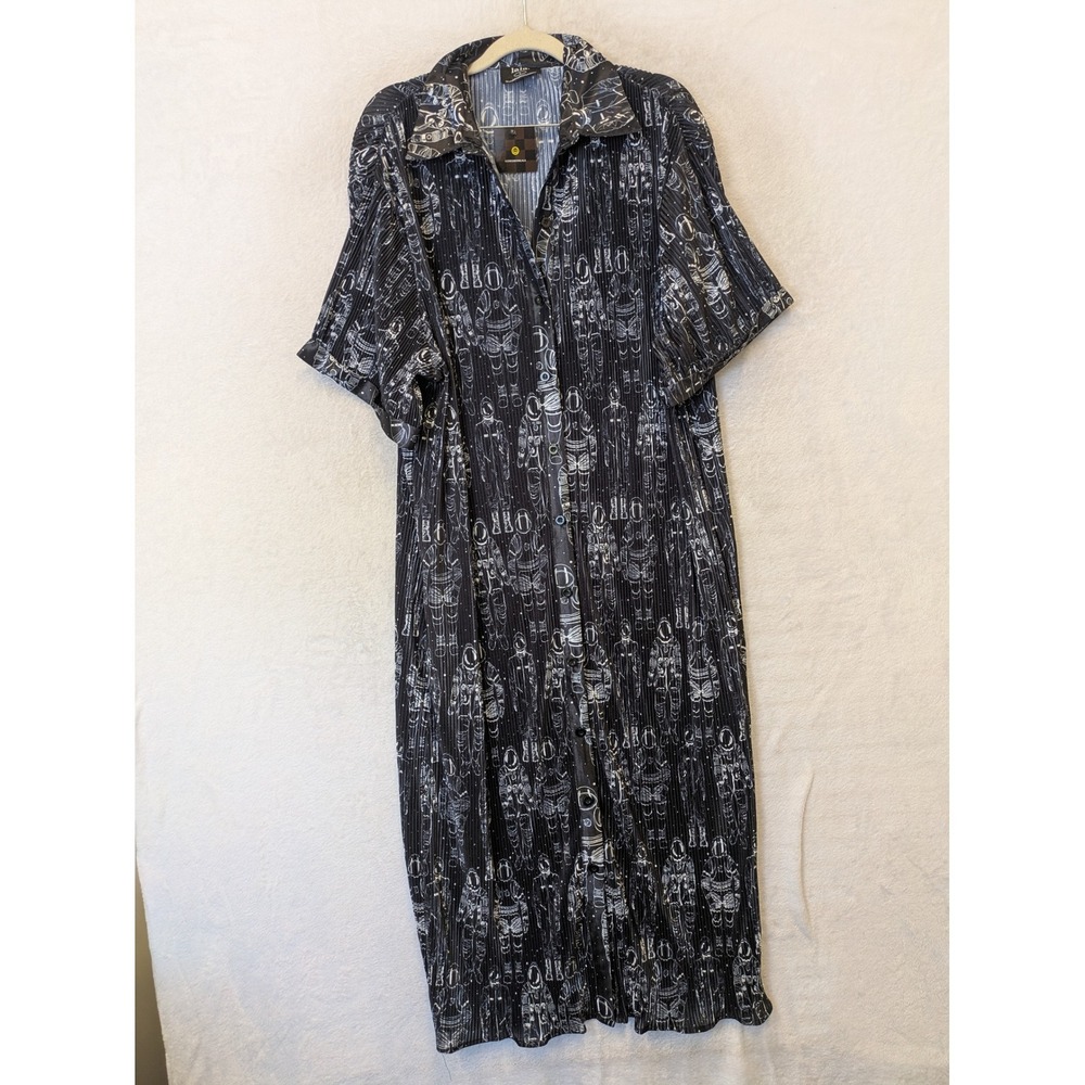 Dressed in LALA Astronaut Pleated Button Front Dress Small